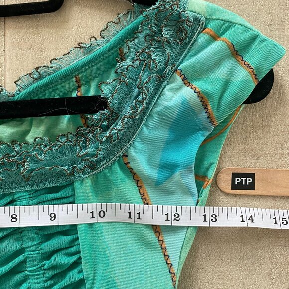 Legatte Jeans Bohemian-Style Asymmetrical Hemline - Teal and Blue Colors Size 6 - Picture 9 of 10